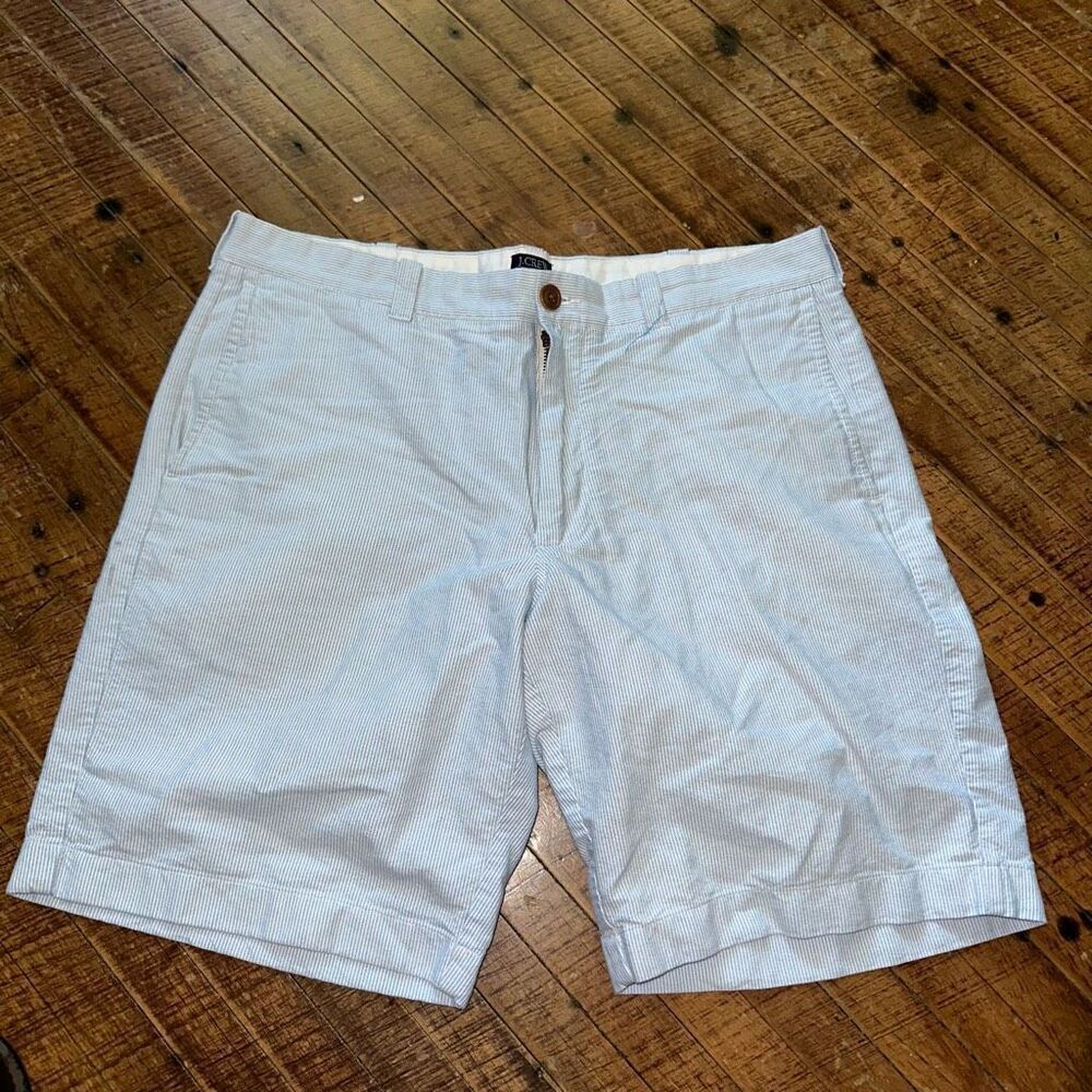 J Crew pinstripe business casual preppy Gramercy 35W shorts